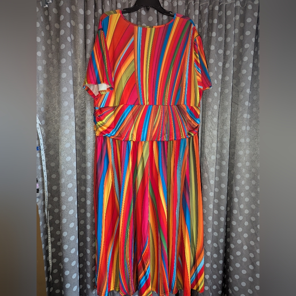 Colorful Striped Dress 5XL fits Like 22-24 - Picture 9 of 13